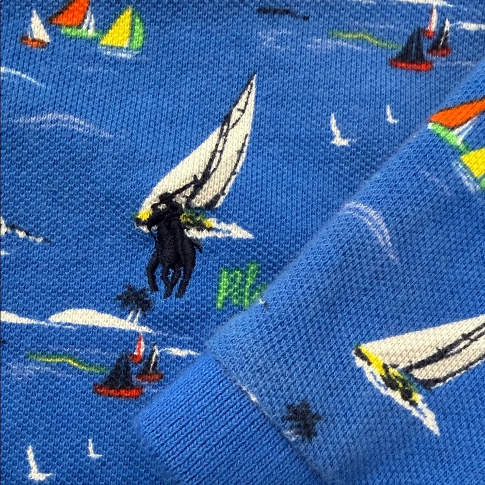 Boy's Polo Ralph Lauren Blue Nautical‎ Print Polo Shirt - Picture 8 of 8